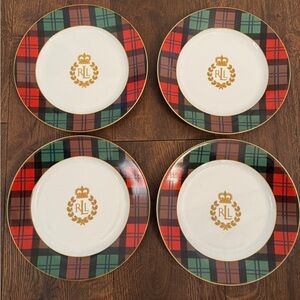 Ralph Lauren Plaid luncheon plates, set of 4. Early 2000’s😎